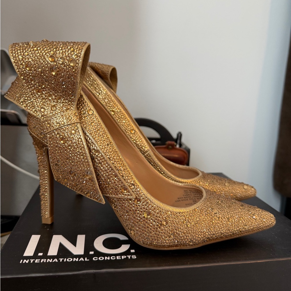 INC Gold Pumps with Bow